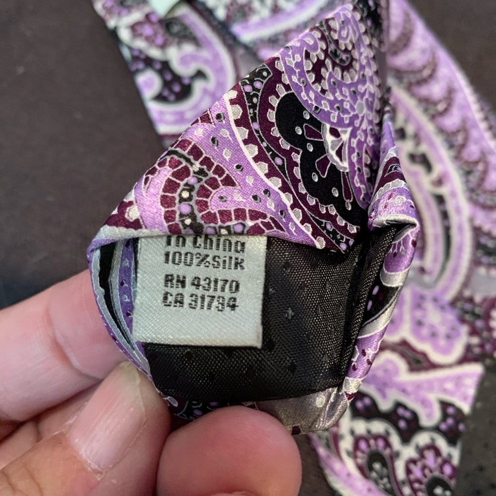NWT Geoffrey Beene Paisley Silk Purple Como Tie 12 - Picture 5 of 6